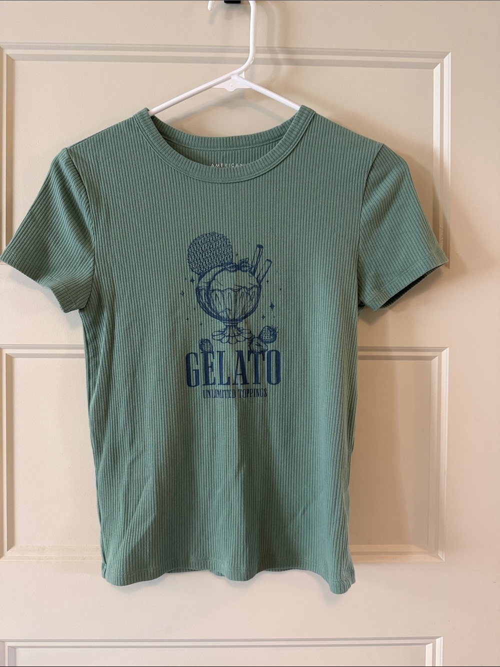 American Eagle Outfitters Ribbed Gelato Graphic Tee - Sage Green